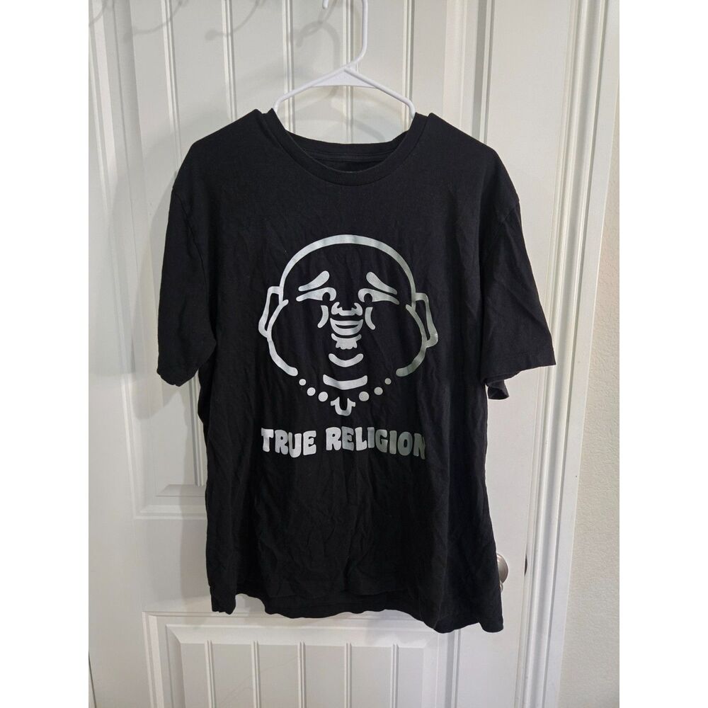 True Religion Men’s 3XL Black Buddha Logo Graphic T-Shirt 100% Cotton